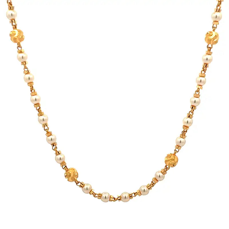 Elegant Gold Pearl Necklace - HMC-924