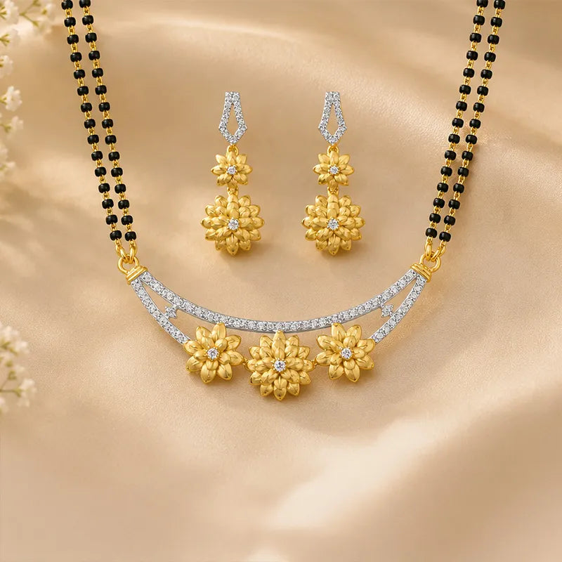 Floral Diamond Mangalsutra Set