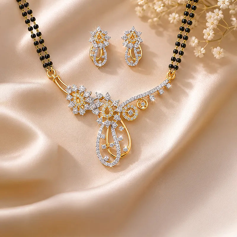 Elegant 18K Rose Gold Diamond Necklace Set for Timeless Appeal