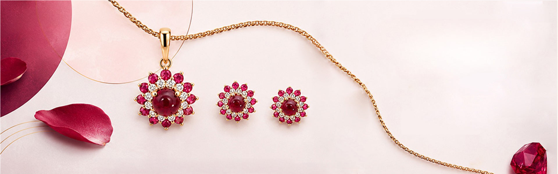 Ruby Pendant Set