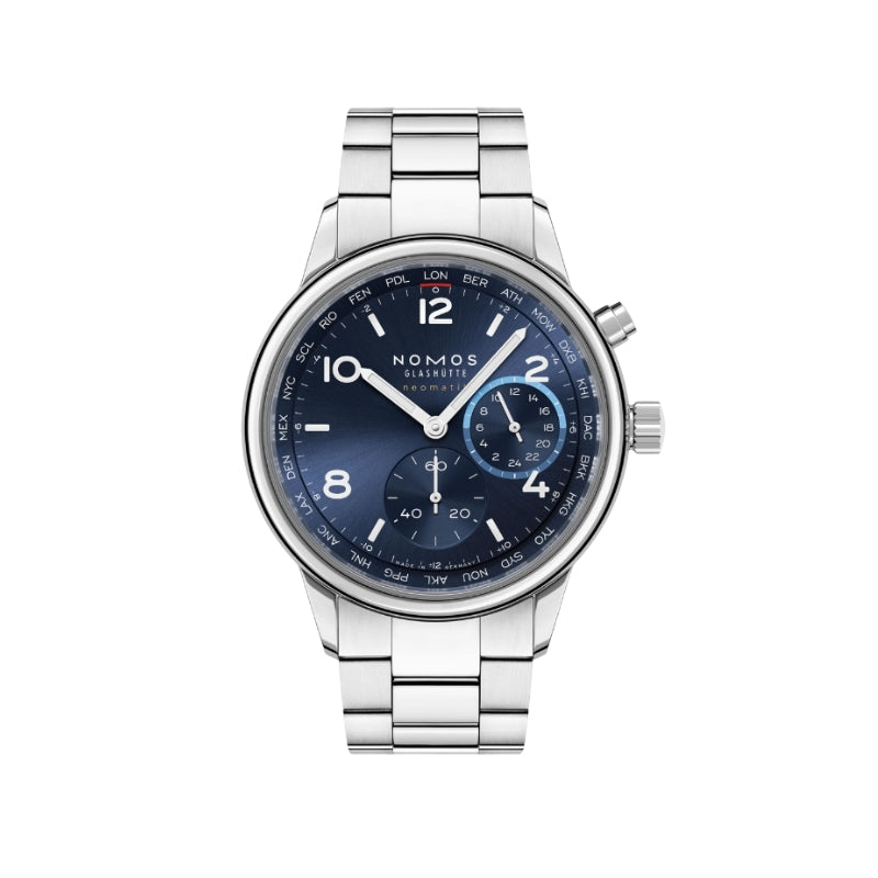 NOMOS Glash&uuml;tte Club Sport Neomatik Worldtimer Blue