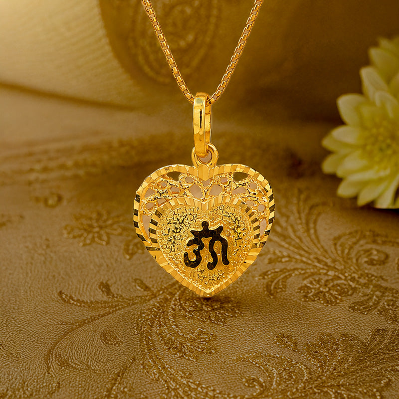 Om Pendant in 22K Gold, Heart shaped