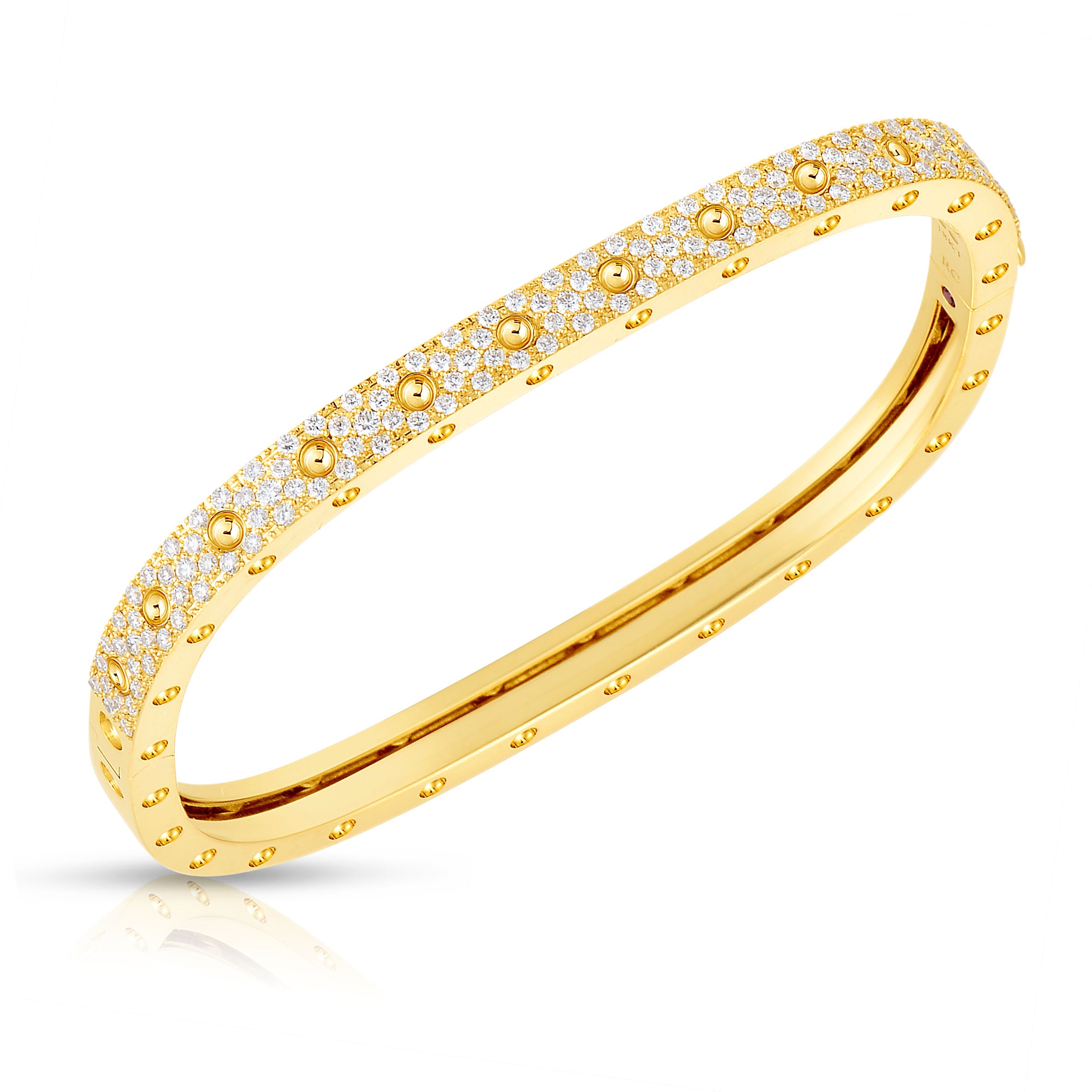 18K YELLOW/WHITE GOLD POIS MOI 1 ROW SQUARE PAVE DIAMOND BANGLE