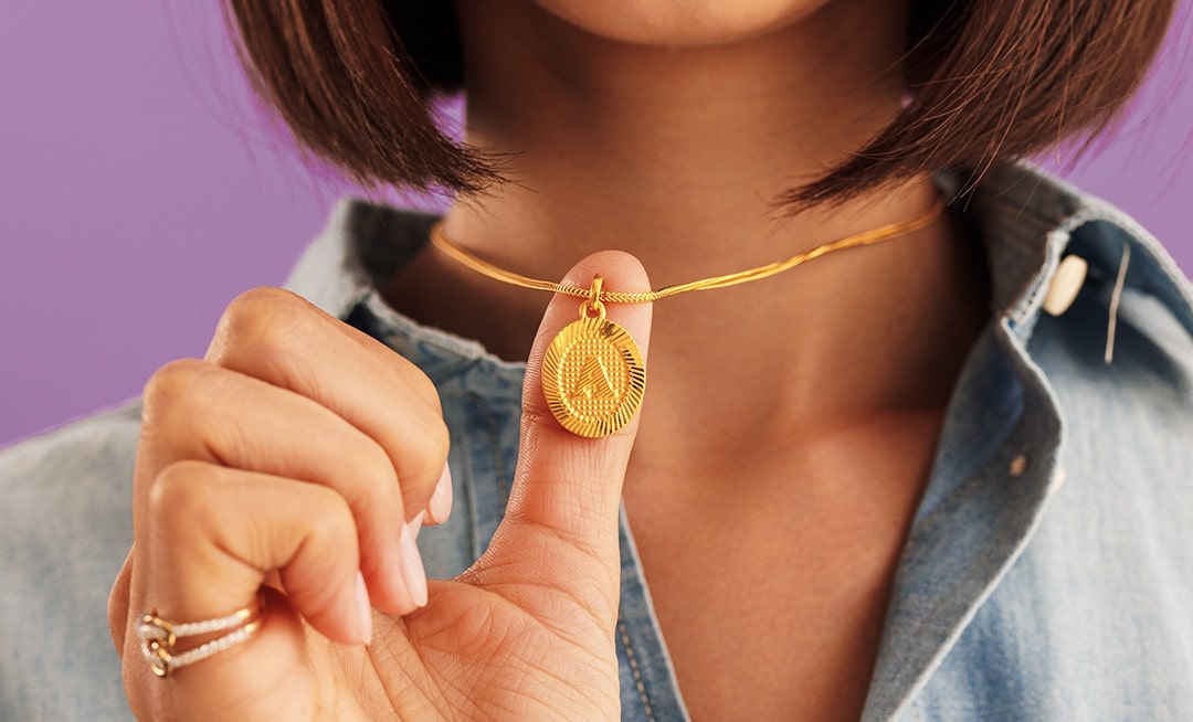 22k gold initial pendant