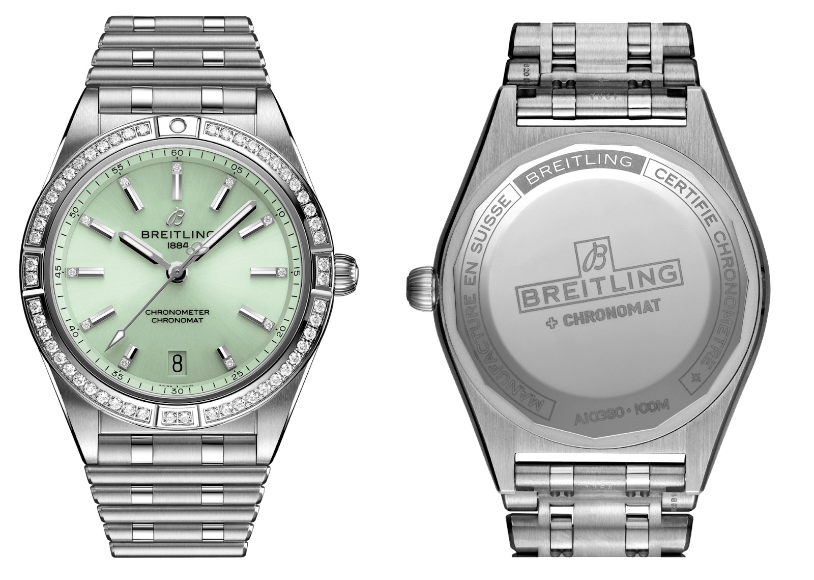 mint-green wrist watch