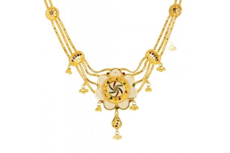 22k gold flower necklace set