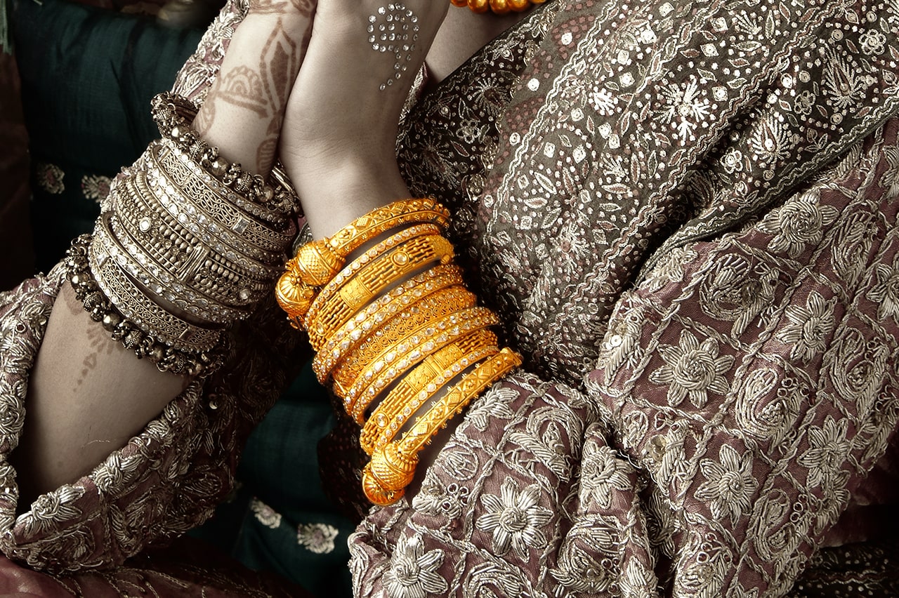Gold kada bangle set on sale