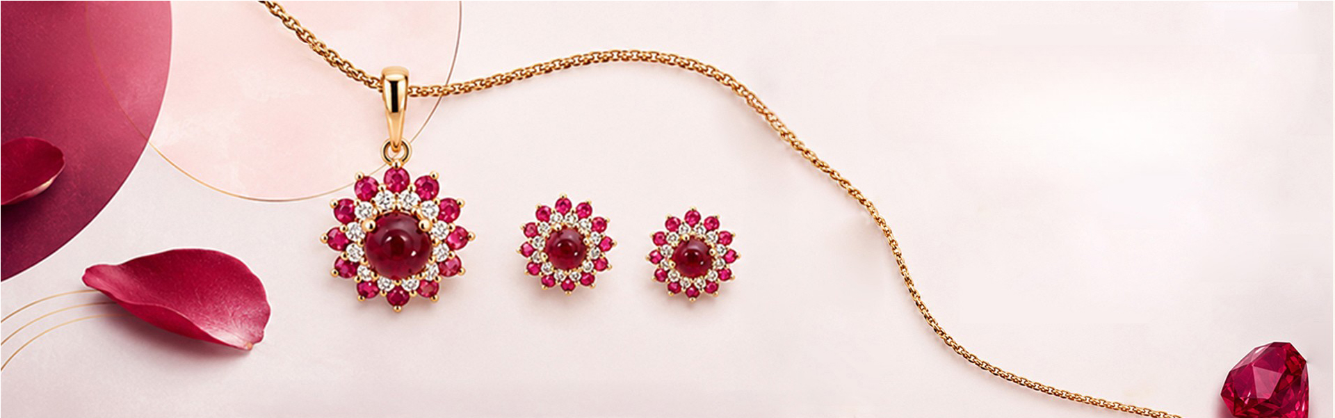 Ruby Pendant Set