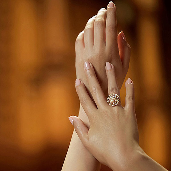 Floral Yellow Gold Diamond Ring