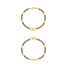 22K Yellow Gold and Black Beaded Baby Bracelet