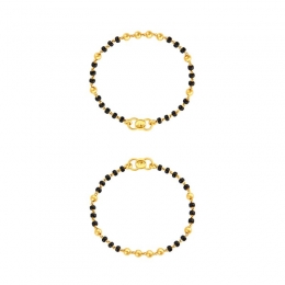 22K Yellow Gold and Black Beaded Baby Bracelet