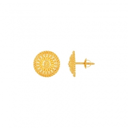 22k Yellow Gold Stud Patterned Earrings