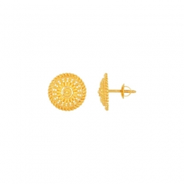 22k Yellow Gold Stud Patterned Earrings