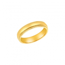 22k Yellow Gold Thick Beaded Trim Band