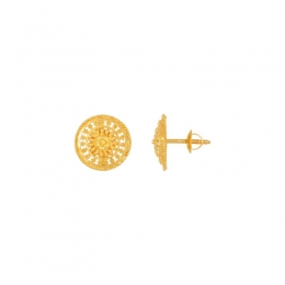 22k Yellow Gold Stud Patterned Earrings