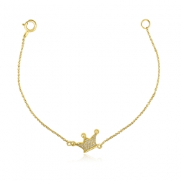 18K Yellow Gold Diamond Baby Bracelet - Crown Charm