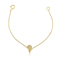 Gold Diamond Baby Bracelet - Icecream Cone Charm