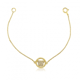 Gold Diamond Baby Bracelet - Mickey Charm