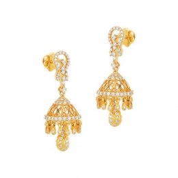 18K Yellow Gold Diamond Hanging Earrings