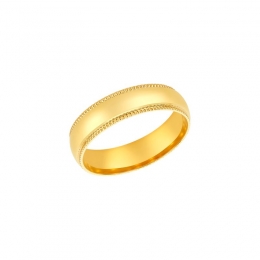 22k Yellow Gold Thin Beaded Trim Band