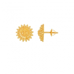 22k Yellow Gold Stud Sun-Shaped Earrings