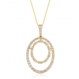 18K Gold Diamond oval Pendant