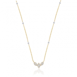 18K Gold Diamond Necklace - Leaf motif