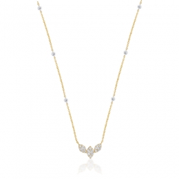 18K Gold Diamond Necklace - Leaf motif