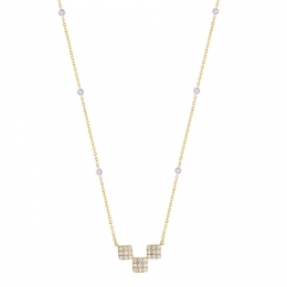 18K Gold Diamond Necklace - Square