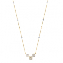 18K Gold Diamond Necklace - Square