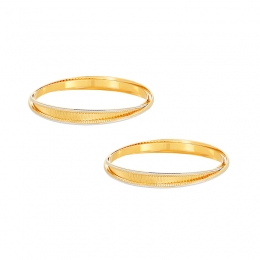 22K Two-Toned Gold Spiral Bangle Set of 2
