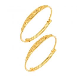 22K Yellow Gold Adjustable Baby Bangle Set of 2