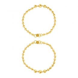 22K Yellow Gold Beaded Baby Bangle Set of 2