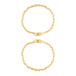 22K Yellow Gold Beaded Baby Bangle Set of 2
