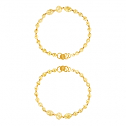 22K Yellow Gold Beaded Baby Bangle Set of 2