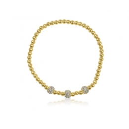 18K Yellow Gold beads Bracelet with Diamonds