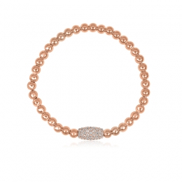 18K Rose Gold beads Bracelet with Diamonds