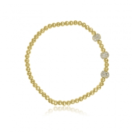 18K Yellow Gold beads Bracelet with Diamonds