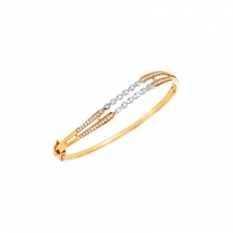 18K White and Rose Gold Diamond Bangle Bracelet