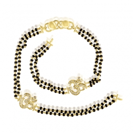 18K Gold Diamond Bracelet with black beads