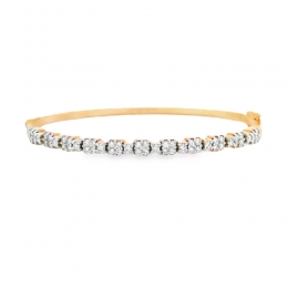 18K White and Rose Gold Diamond Bangle Bracelet