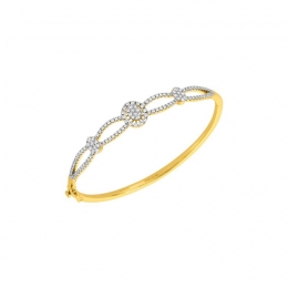 18K White and Yellow Gold and Diamond Bangle Bracelet