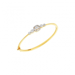 18K White and Yellow Gold and Diamond Bangle Bracelet