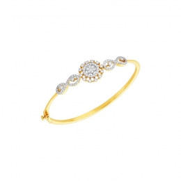 18K White and Yellow Gold and Diamond Bangle Bracelet