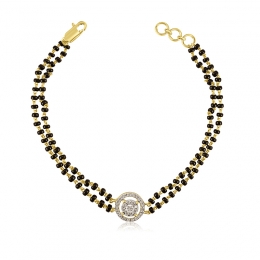 18K Gold Diamond Bracelet with black beads