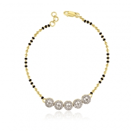 18K Gold Diamond Bracelet with black beads