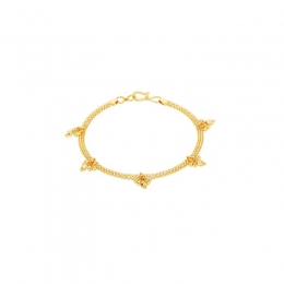 22K Yellow Gold Beaded Charm Station Bracelet