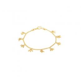22K Yellow Gold Beaded Charm Station Bracelet