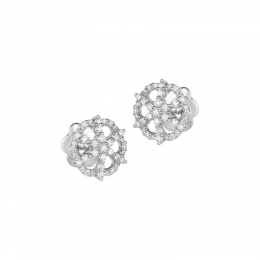 18K White Gold Diamond Pinwheel Stud Earrings
