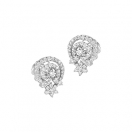 18K White Gold Diamond Floral Spiral Stud Earrings